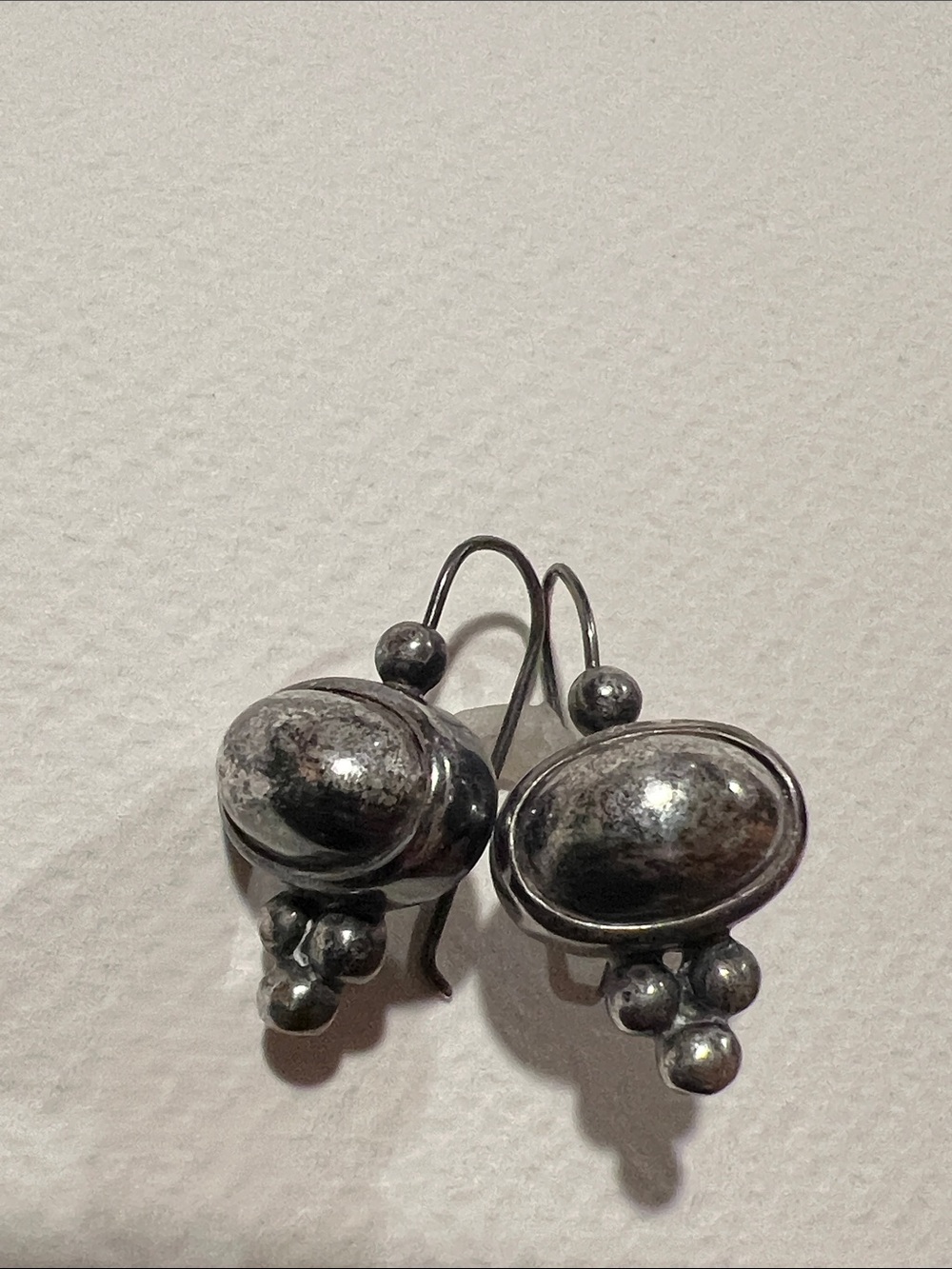 Sterling Silver Vintage Oval Drop Earrings - Women Jewelry